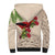 Christmas Hawaii with I'iwi Bird Sherpa Hoodie Aloha Mele Kalikimaka - Beige Art