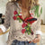 Christmas Hawaii with I'iwi Bird Women Casual Shirt Aloha Mele Kalikimaka - Beige Art