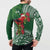 Christmas Hawaii with I'iwi Bird Button Sweatshirt Aloha Mele Kalikimaka - Green Art