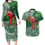 Christmas Hawaii with I'iwi Bird Couples Matching Long Sleeve Bodycon Dress and Hawaiian Shirt Aloha Mele Kalikimaka - Green Art