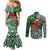 Christmas Hawaii with I'iwi Bird Couples Matching Mermaid Dress and Long Sleeve Button Shirt Aloha Mele Kalikimaka - Green Art