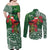 Christmas Hawaii with I'iwi Bird Couples Matching Off Shoulder Maxi Dress and Long Sleeve Button Shirt Aloha Mele Kalikimaka - Green Art