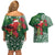 Christmas Hawaii with I'iwi Bird Couples Matching Off Shoulder Short Dress and Hawaiian Shirt Aloha Mele Kalikimaka - Green Art