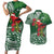 Christmas Hawaii with I'iwi Bird Couples Matching Short Sleeve Bodycon Dress and Hawaiian Shirt Aloha Mele Kalikimaka - Green Art