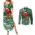 Christmas Hawaii with I'iwi Bird Couples Matching Summer Maxi Dress and Long Sleeve Button Shirt Aloha Mele Kalikimaka - Green Art