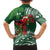 Christmas Hawaii with I'iwi Bird Family Matching Off The Shoulder Long Sleeve Dress and Hawaiian Shirt Aloha Mele Kalikimaka - Green Art