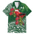 Christmas Hawaii with I'iwi Bird Family Matching Off The Shoulder Long Sleeve Dress and Hawaiian Shirt Aloha Mele Kalikimaka - Green Art