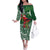 Christmas Hawaii with I'iwi Bird Family Matching Off The Shoulder Long Sleeve Dress and Hawaiian Shirt Aloha Mele Kalikimaka - Green Art