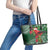 Christmas Hawaii with I'iwi Bird Leather Tote Bag Aloha Mele Kalikimaka - Green Art