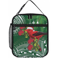 Christmas Hawaii with I'iwi Bird Lunch Bag Aloha Mele Kalikimaka - Green Art LT9 10.2 × 8.3 × 4.3 inch Green - Polynesian Pride