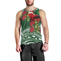 Christmas Hawaii with I'iwi Bird Men Tank Top Aloha Mele Kalikimaka - Green Art LT9 - Polynesian Pride