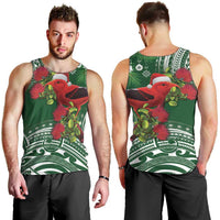 Christmas Hawaii with I'iwi Bird Men Tank Top Aloha Mele Kalikimaka - Green Art LT9 - Polynesian Pride