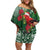 Christmas Hawaii with I'iwi Bird Off Shoulder Short Dress Aloha Mele Kalikimaka - Green Art