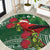 Christmas Hawaii with I'iwi Bird Round Carpet Aloha Mele Kalikimaka - Green Art