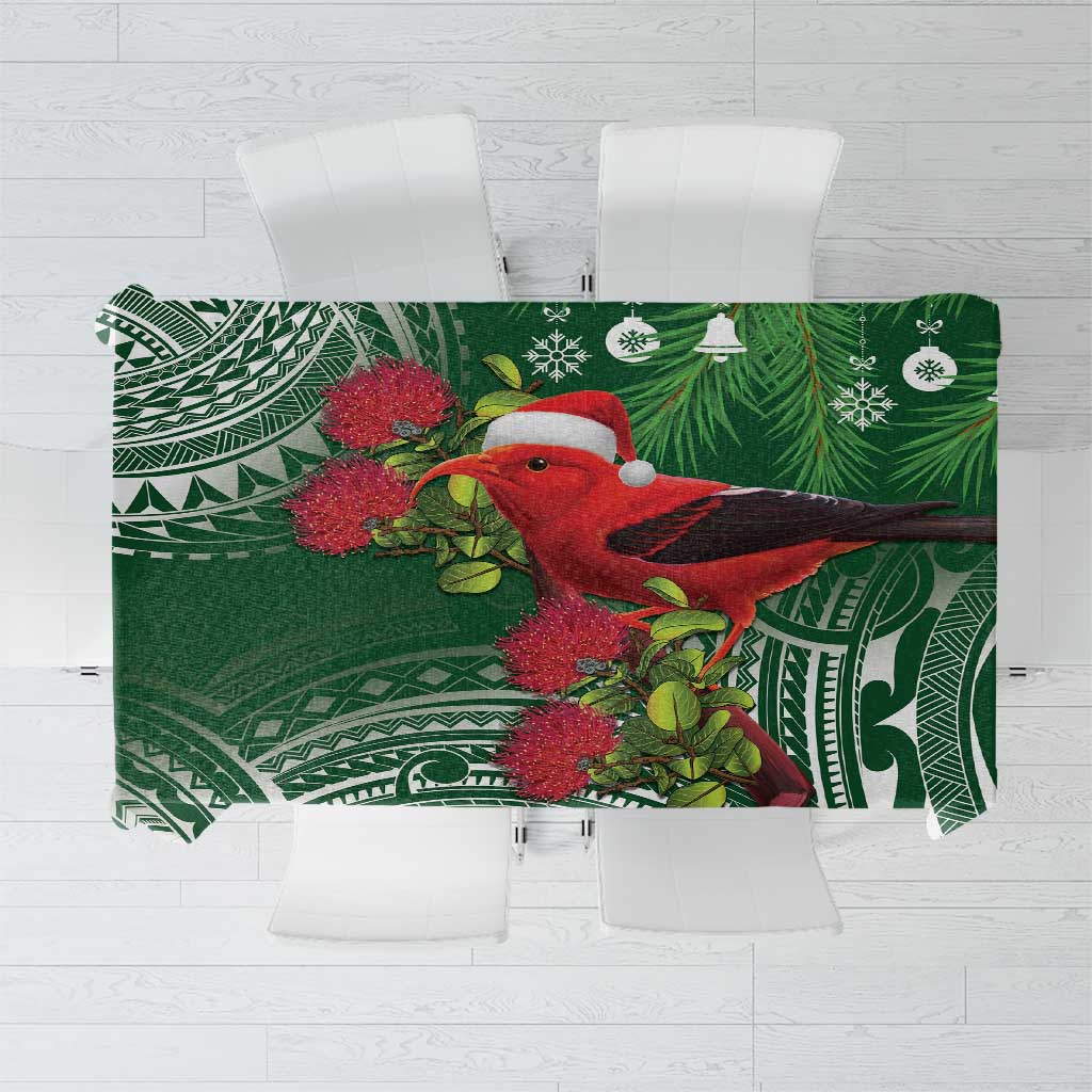 Christmas Hawaii with I'iwi Bird Tablecloth Aloha Mele Kalikimaka - Green Art