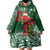 Christmas Hawaii with I'iwi Bird Wearable Blanket Hoodie Aloha Mele Kalikimaka - Green Art