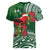 Christmas Hawaii with I'iwi Bird Women V-Neck T-Shirt Aloha Mele Kalikimaka - Green Art