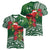 Christmas Hawaii with I'iwi Bird Women V-Neck T-Shirt Aloha Mele Kalikimaka - Green Art