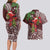 Christmas Hawaii with I'iwi Bird Couples Matching Long Sleeve Bodycon Dress and Hawaiian Shirt Aloha Mele Kalikimaka - Oxblood Art