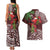 Christmas Hawaii with I'iwi Bird Couples Matching Tank Maxi Dress and Hawaiian Shirt Aloha Mele Kalikimaka - Oxblood Art