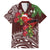 Christmas Hawaii with I'iwi Bird Family Matching Off Shoulder Maxi Dress and Hawaiian Shirt Aloha Mele Kalikimaka - Oxblood Art