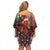 Christmas Hawaii with I'iwi Bird Family Matching Off Shoulder Short Dress and Hawaiian Shirt Aloha Mele Kalikimaka - Oxblood Art