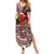 Christmas Hawaii with I'iwi Bird Family Matching Summer Maxi Dress and Hawaiian Shirt Aloha Mele Kalikimaka - Oxblood Art