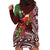 Christmas Hawaii with I'iwi Bird Hoodie Dress Aloha Mele Kalikimaka - Oxblood Art