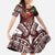 Christmas Hawaii with I'iwi Bird Kid Short Sleeve Dress Aloha Mele Kalikimaka - Oxblood Art