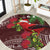 Christmas Hawaii with I'iwi Bird Round Carpet Aloha Mele Kalikimaka - Oxblood Art