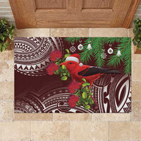 Christmas Hawaii with I'iwi Bird Rubber Doormat Aloha Mele Kalikimaka - Oxblood Art LT9 Oxblood - Polynesian Pride