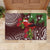 Christmas Hawaii with I'iwi Bird Rubber Doormat Aloha Mele Kalikimaka - Oxblood Art