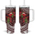 Christmas Hawaii with I'iwi Bird Tumbler With Handle Aloha Mele Kalikimaka - Oxblood Art