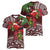 Christmas Hawaii with I'iwi Bird Women V-Neck T-Shirt Aloha Mele Kalikimaka - Oxblood Art