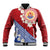 French Polynesia Baseball Jacket Tahitian Tiare Flowers Tribal