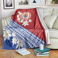 French Polynesia Blanket Tahitian Tiare Flowers Tribal LT9 Red - Polynesian Pride