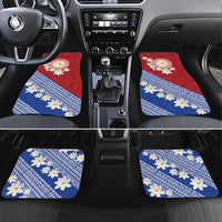 French Polynesia Car Mats Tahitian Tiare Flowers Tribal LT9 Set 4pcs Red - Polynesian Pride