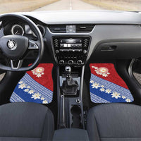 French Polynesia Car Mats Tahitian Tiare Flowers Tribal LT9 Set 2pcs - Front Red - Polynesian Pride