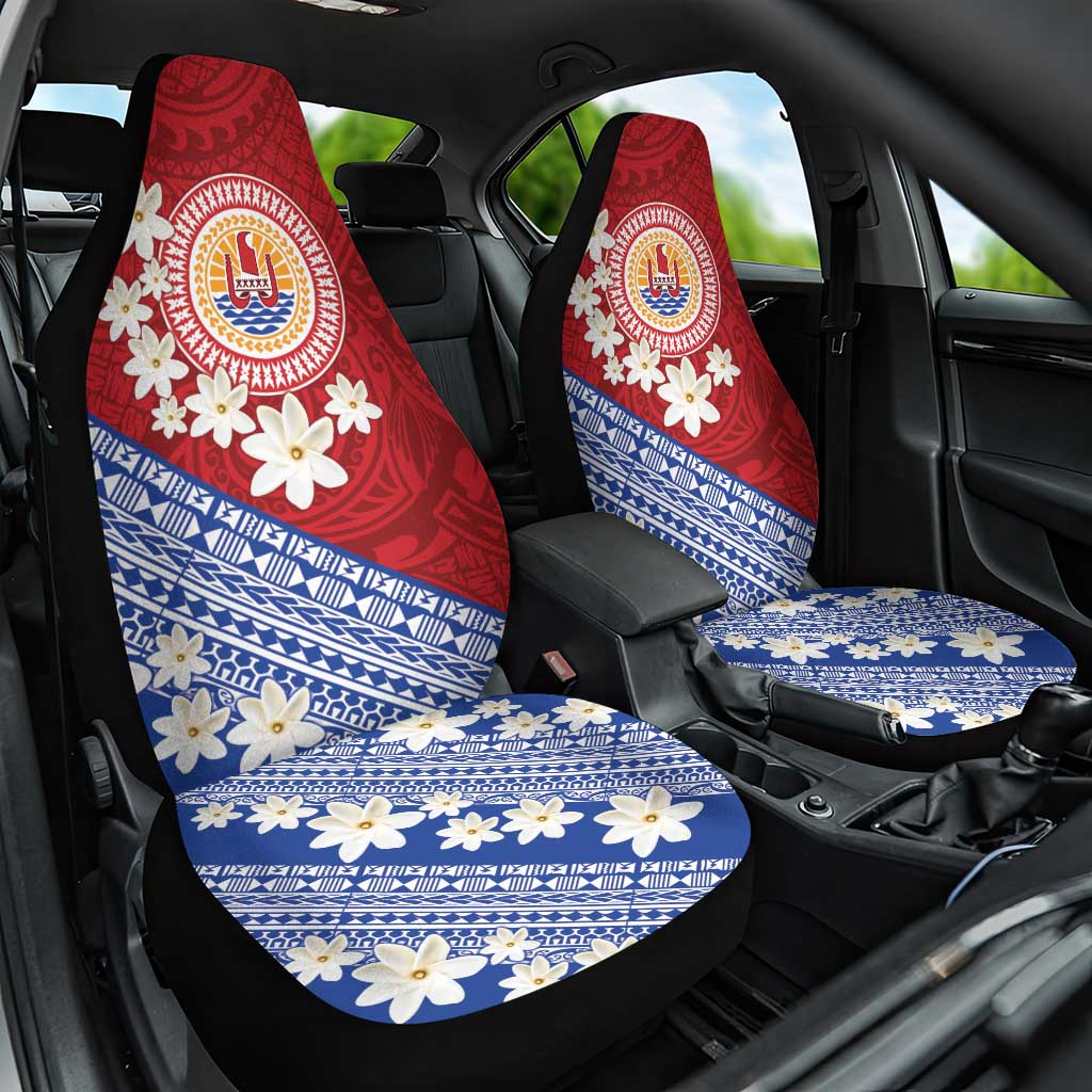 French Polynesia Car Seat Cover Tahitian Tiare Flowers Tribal LT9 One Size Red - Polynesian Pride