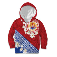 French Polynesia Kid Hoodie Tahitian Tiare Flowers Tribal LT9 Hoodie Red - Polynesian Pride