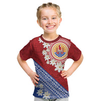 French Polynesia Kid T Shirt Tahitian Tiare Flowers Tribal LT9 Red - Polynesian Pride