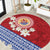 French Polynesia Round Carpet Tahitian Tiare Flowers Tribal