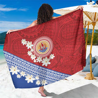 French Polynesia Sarong Tahitian Tiare Flowers Tribal LT9 One Size 44 x 66 inches Red - Polynesian Pride