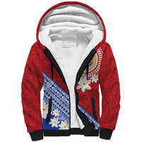 French Polynesia Sherpa Hoodie Tahitian Tiare Flowers Tribal LT9 Unisex Red - Polynesian Pride