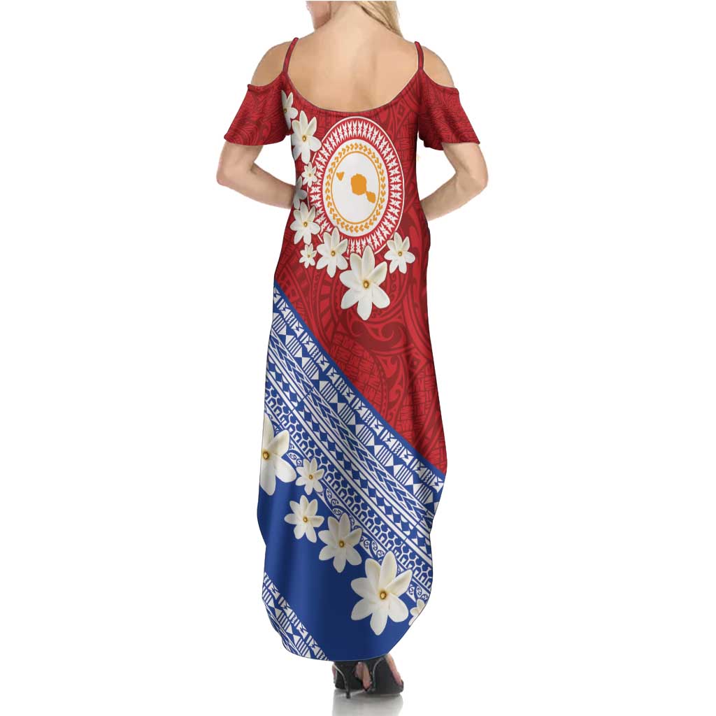 French Polynesia Summer Maxi Dress Tahitian Tiare Flowers Tribal LT9 - Polynesian Pride