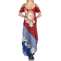 French Polynesia Summer Maxi Dress Tahitian Tiare Flowers Tribal LT9 - Polynesian Pride