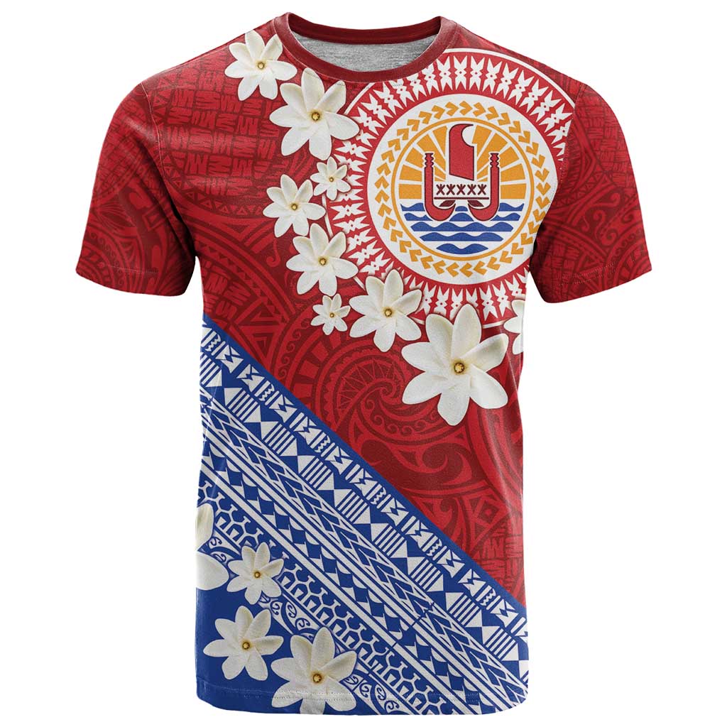 French Polynesia T Shirt Tahitian Tiare Flowers Tribal