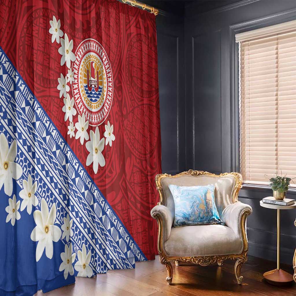 French Polynesia Window Curtain Tahitian Tiare Flowers Tribal LT9 - Polynesian Pride