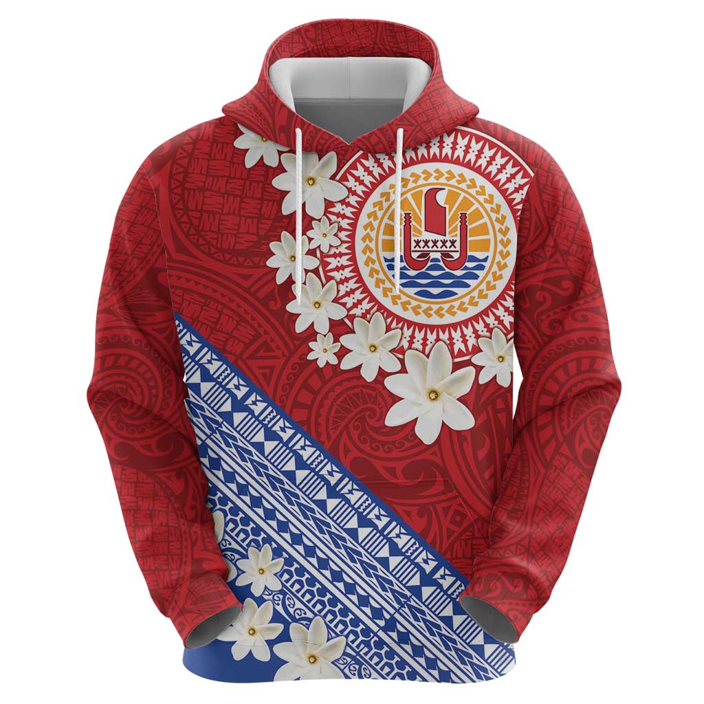 French Polynesia Zip Hoodie Tahitian Tiare Flowers Tribal LT9 - Polynesian Pride