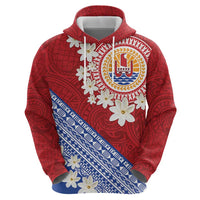 French Polynesia Zip Hoodie Tahitian Tiare Flowers Tribal LT9 - Polynesian Pride